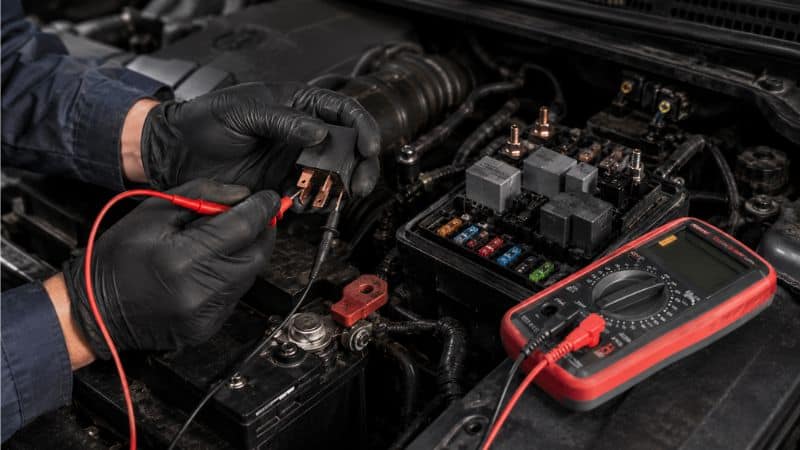 testing-starter-relay-multimeter